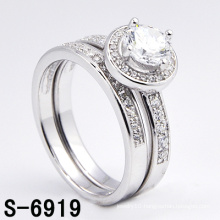 Fashion 925 Silver Jewelry Micro Pave CZ Twin Ring (S-6919)